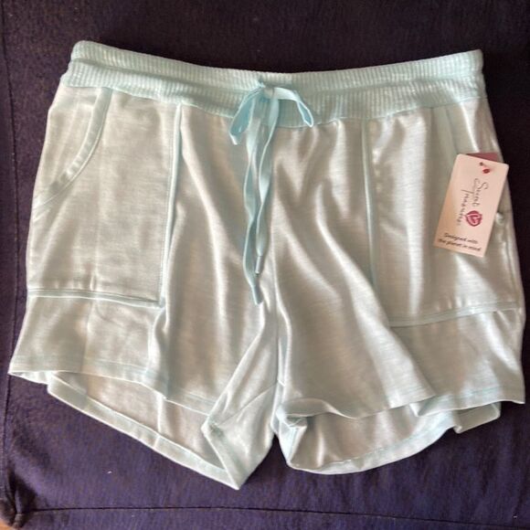 Secret Treasures Women's Medium Blue Drawstring Sleep Shorts PJs - Picture 1 of 3